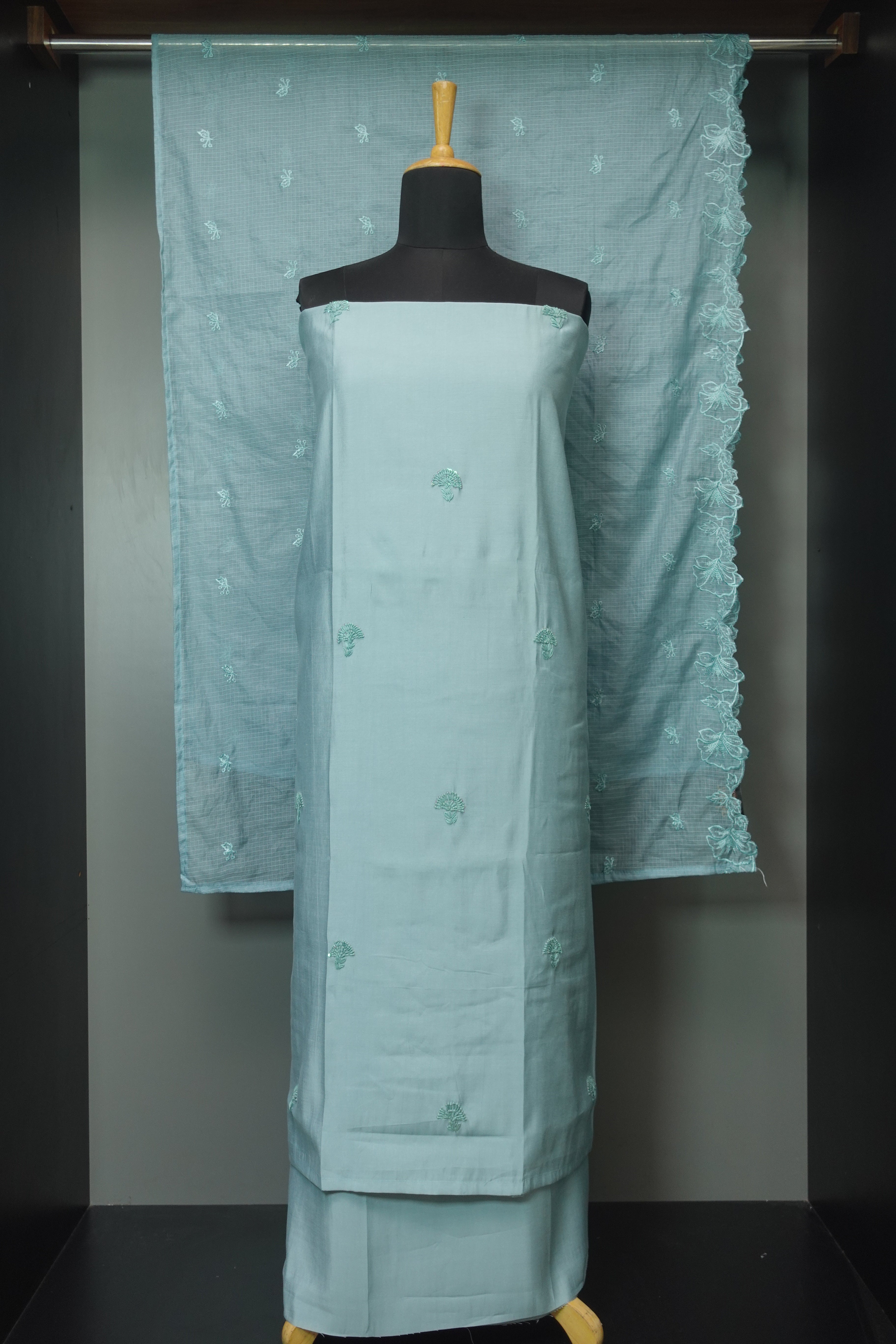 Floral Embroidery Detailed Chanderi Finish Salwar Set | SW1857
