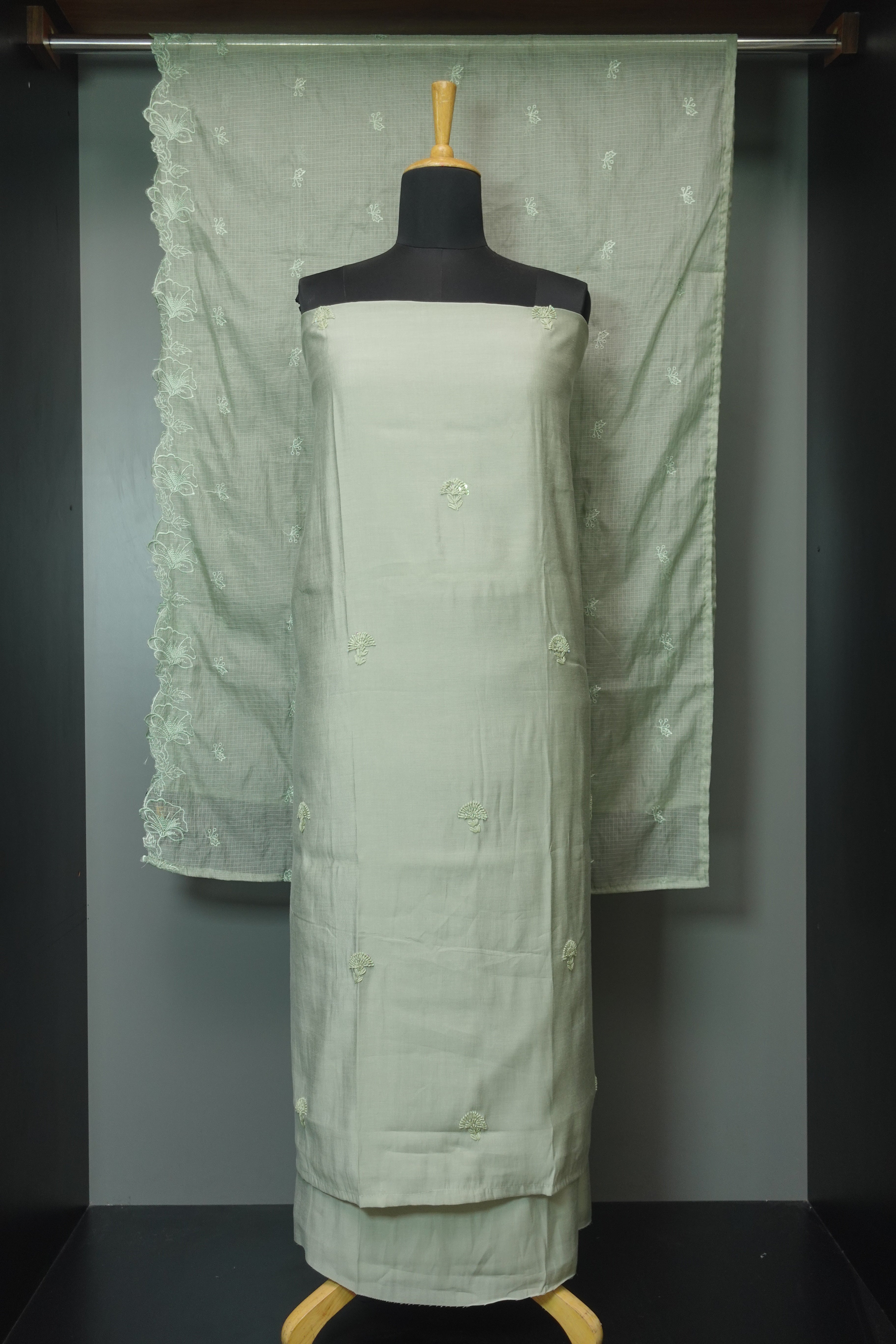 Floral Embroidery Detailed Chanderi Finish Salwar Set | SW1856