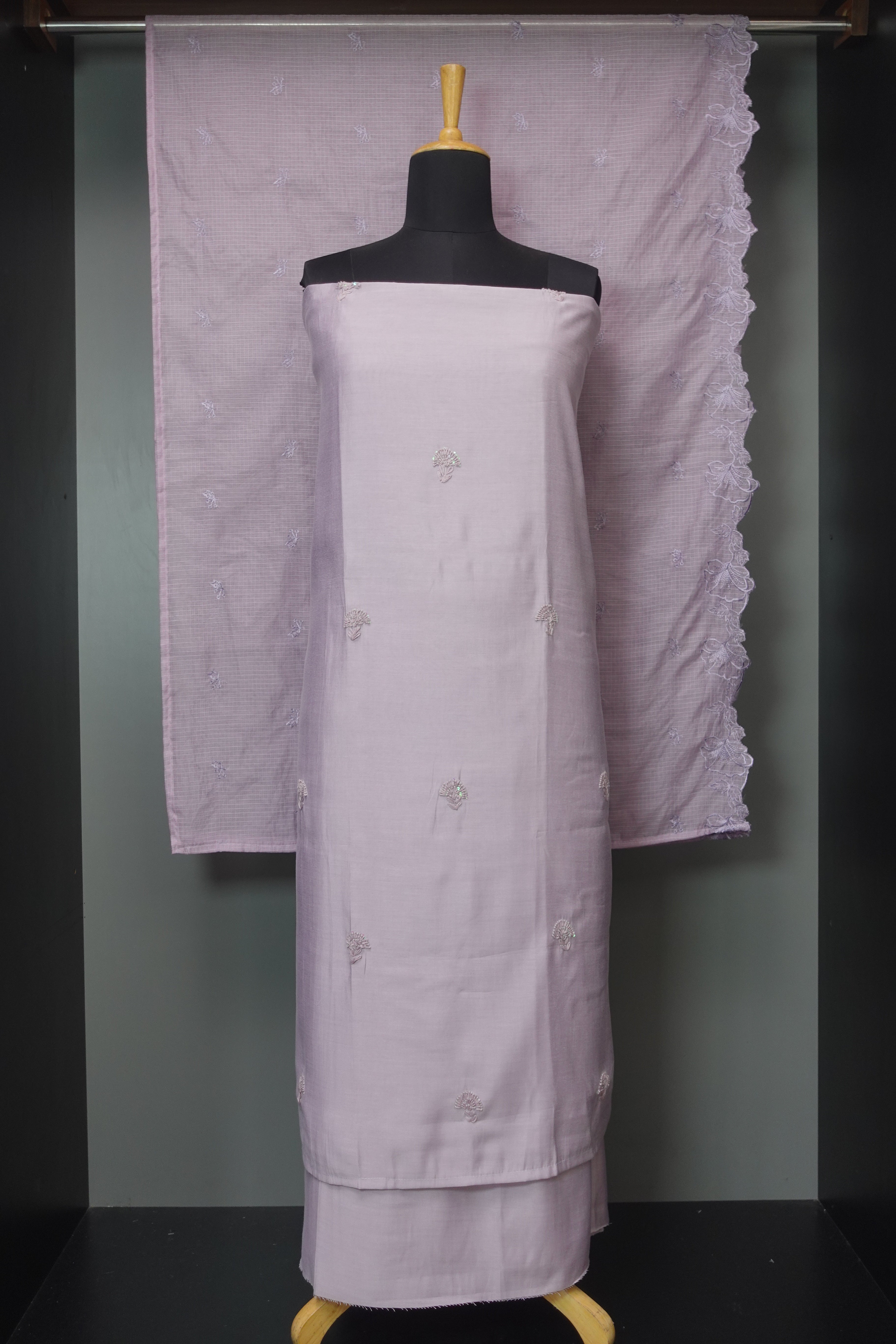 Floral Embroidery Detailed Chanderi Finish Salwar Set | SW1855