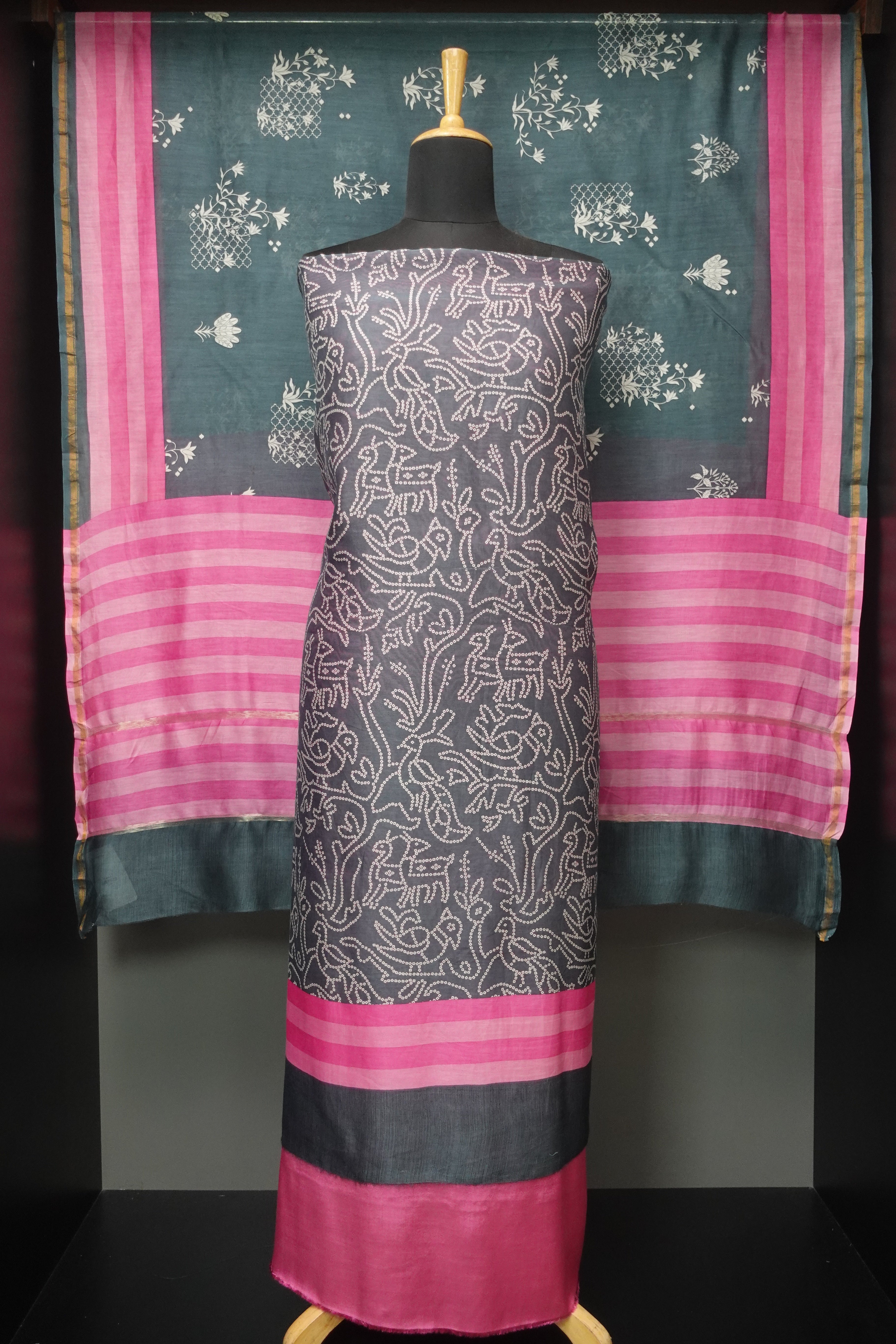 Bandhini Printed Design Chanderi Silk Salwar Set | LV276