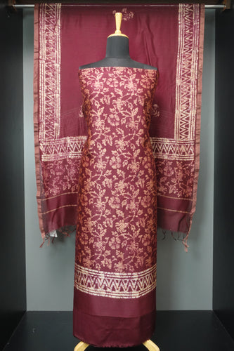 Batik Printed Floral Patterned Chanderi Silk Salwar Set | LV319