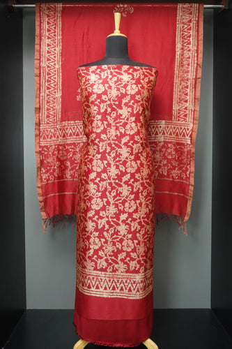 Batik Printed Floral Patterned Chanderi Silk Salwar Set | LV320