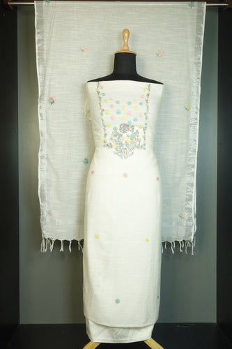 Hand Embroidery Yoke Design Linen Salwar Set | OS310