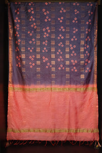 Copper Zari Finishing Bhagalpuri Linen Saree | US155