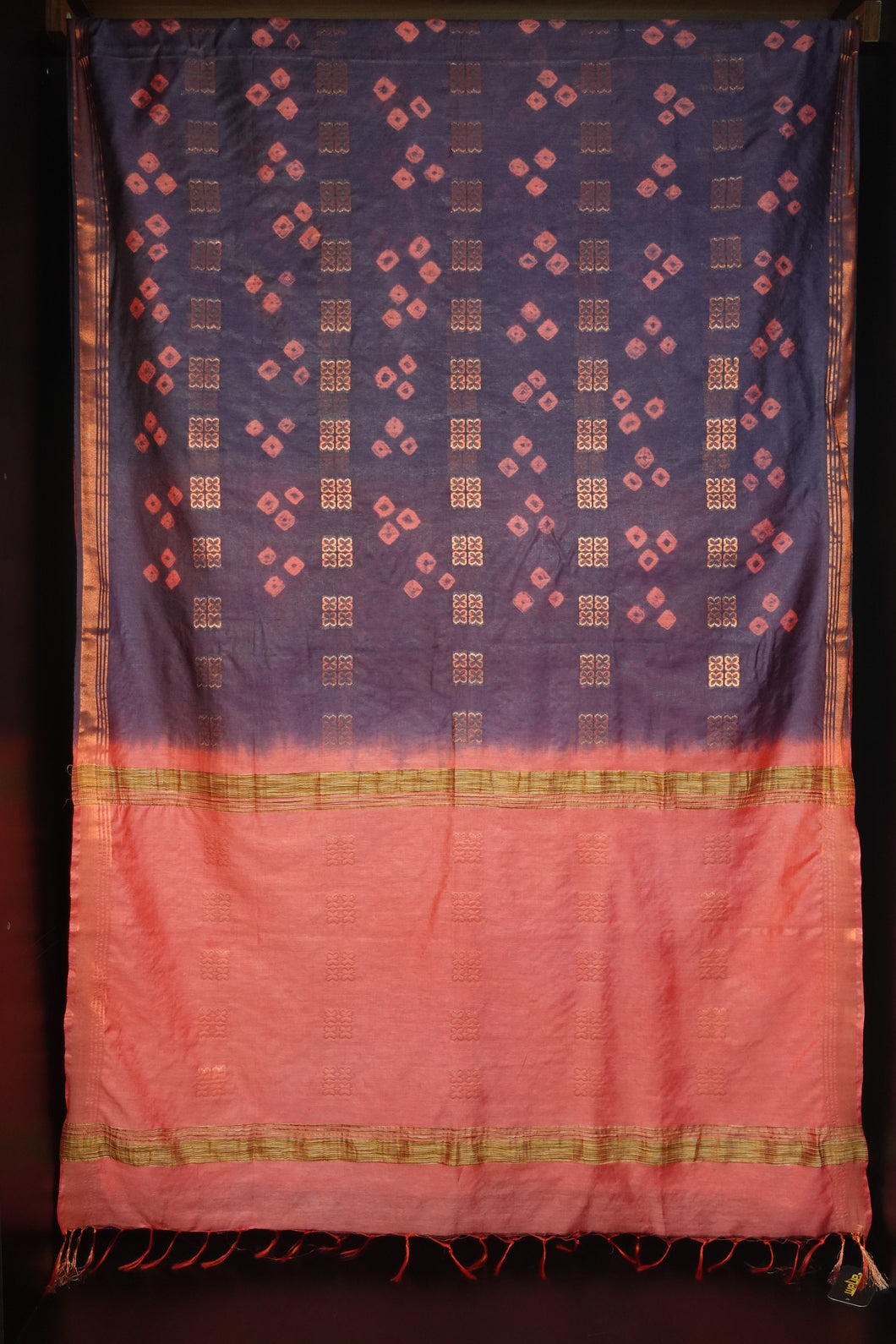 Copper Zari Finishing Bhagalpuri Linen Saree | US155