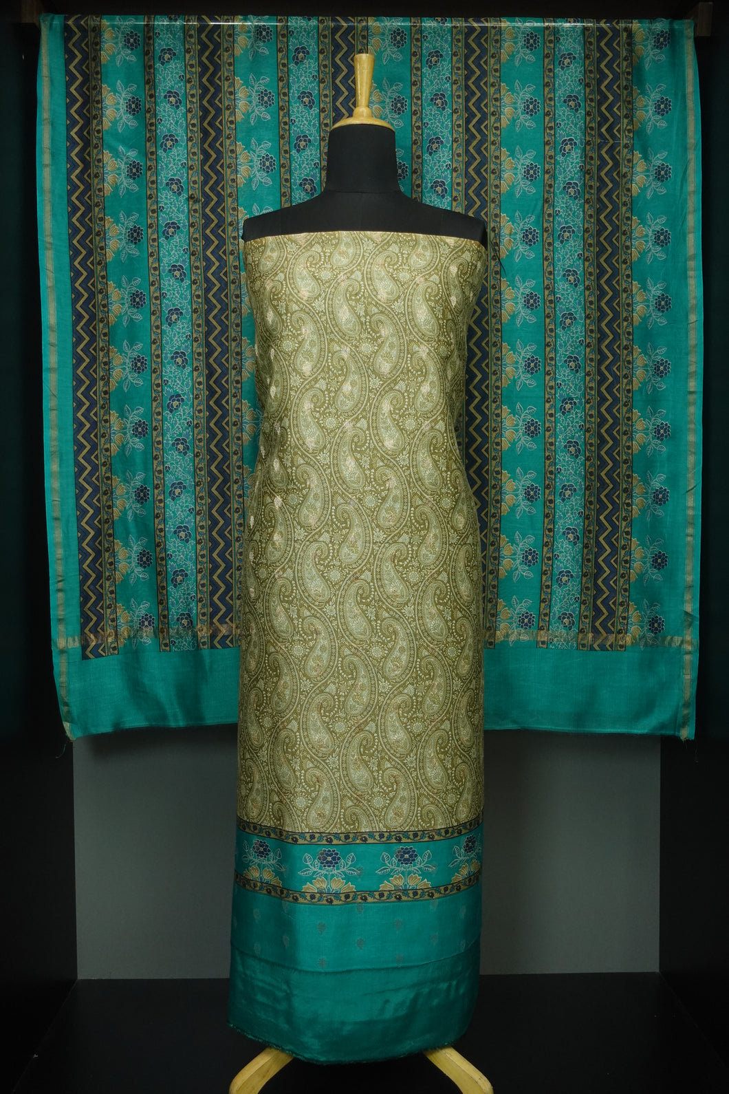 Paisley Printed Pattern Chanderi Silk Salwar Set | LV331