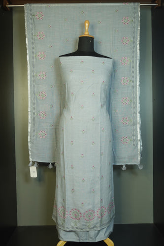 Power Loom Floral Embroidery Pattern Linen Salwar Set | JCL843