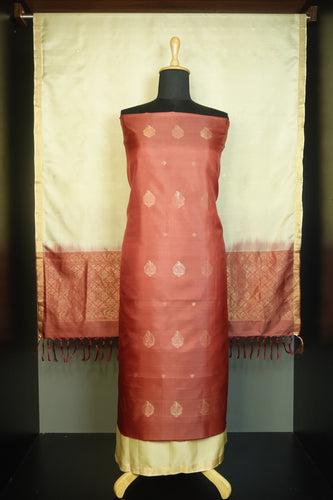 Golden Zari Weaved Buta Design Soft Silk Kanchipuram Salwar Set | SST114