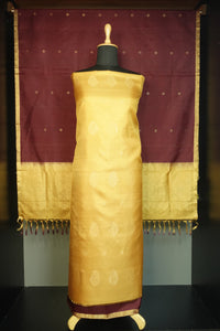Golden Zari Weaved Buta Design Soft Silk Kanchipuram Salwar Set | SST114