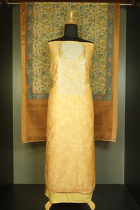 Yoke Embroidery Pattern & Dobby Weaving  Semi Silk Salwar Set | SW1604