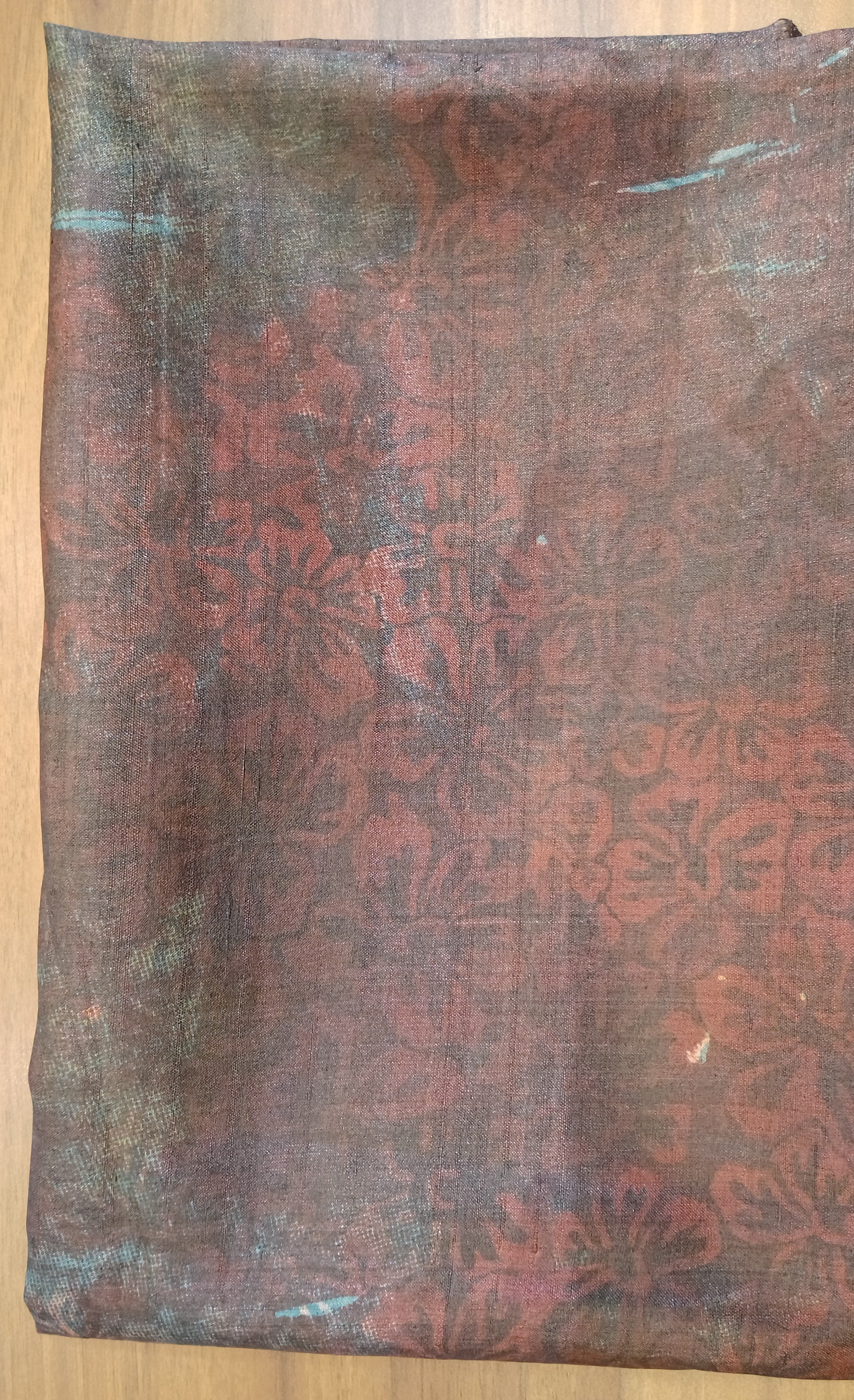 Floral Printed Tussar Silk Blouse Material | AHR348