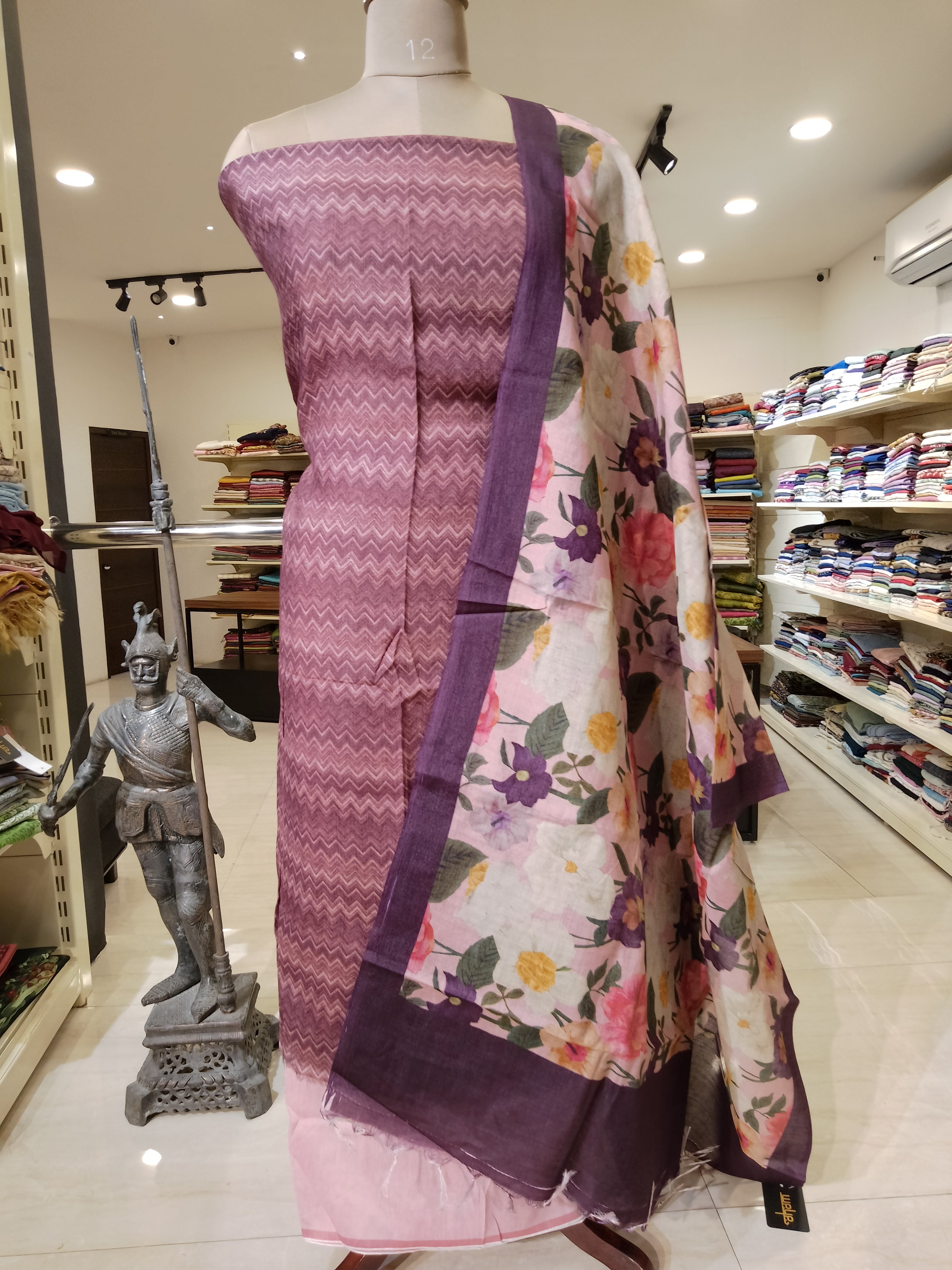 Zig Zag Pattern Semi Tussar Salwar Set | ACT1078