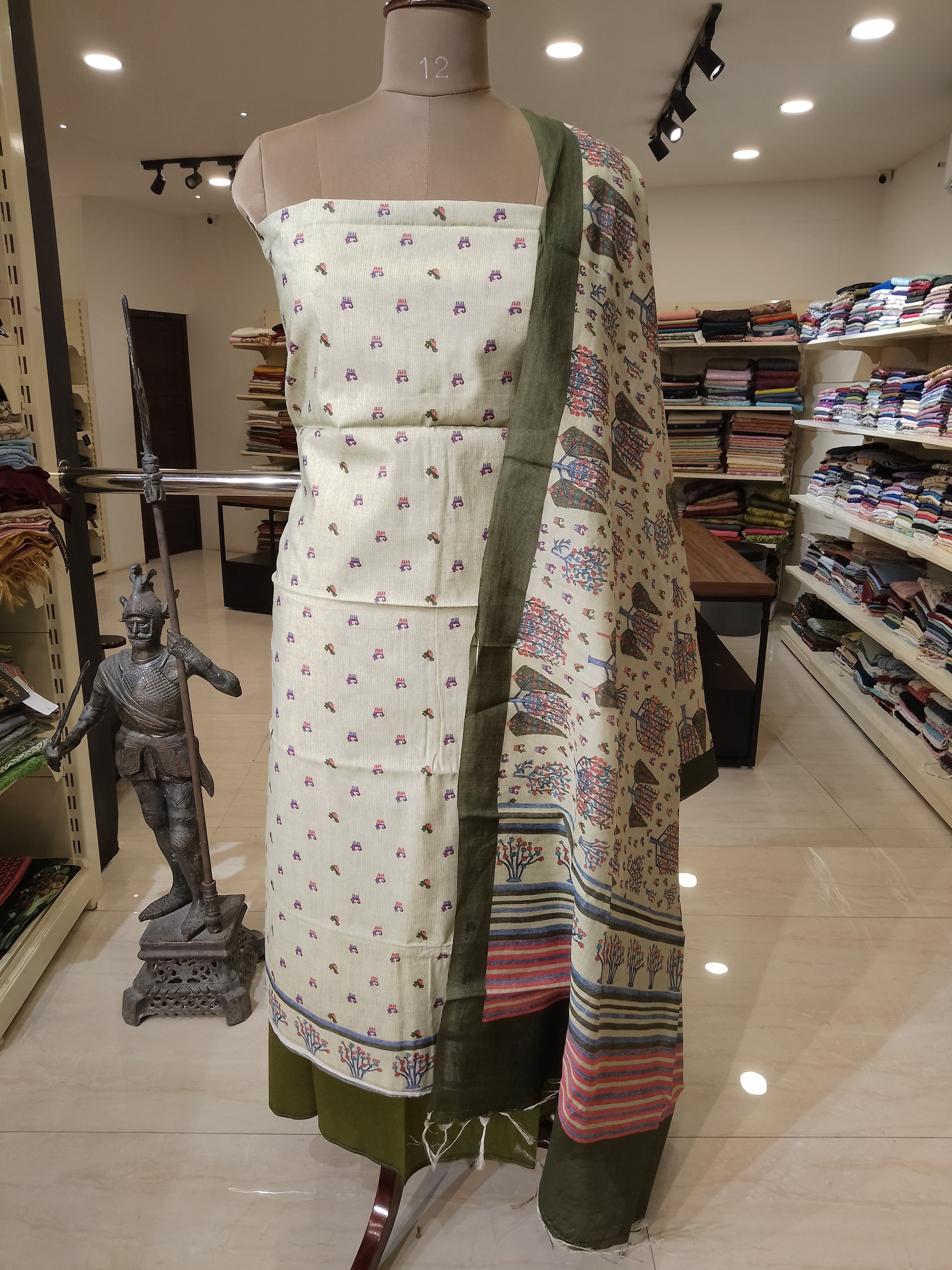 Digital Printed  Bamboo Tussur Unstiched Salwar Set | ACT1082