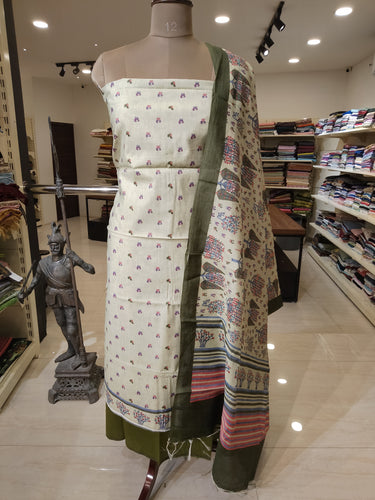 Digital Printed  Bamboo Tussur Unstiched Salwar Set | ACT1082