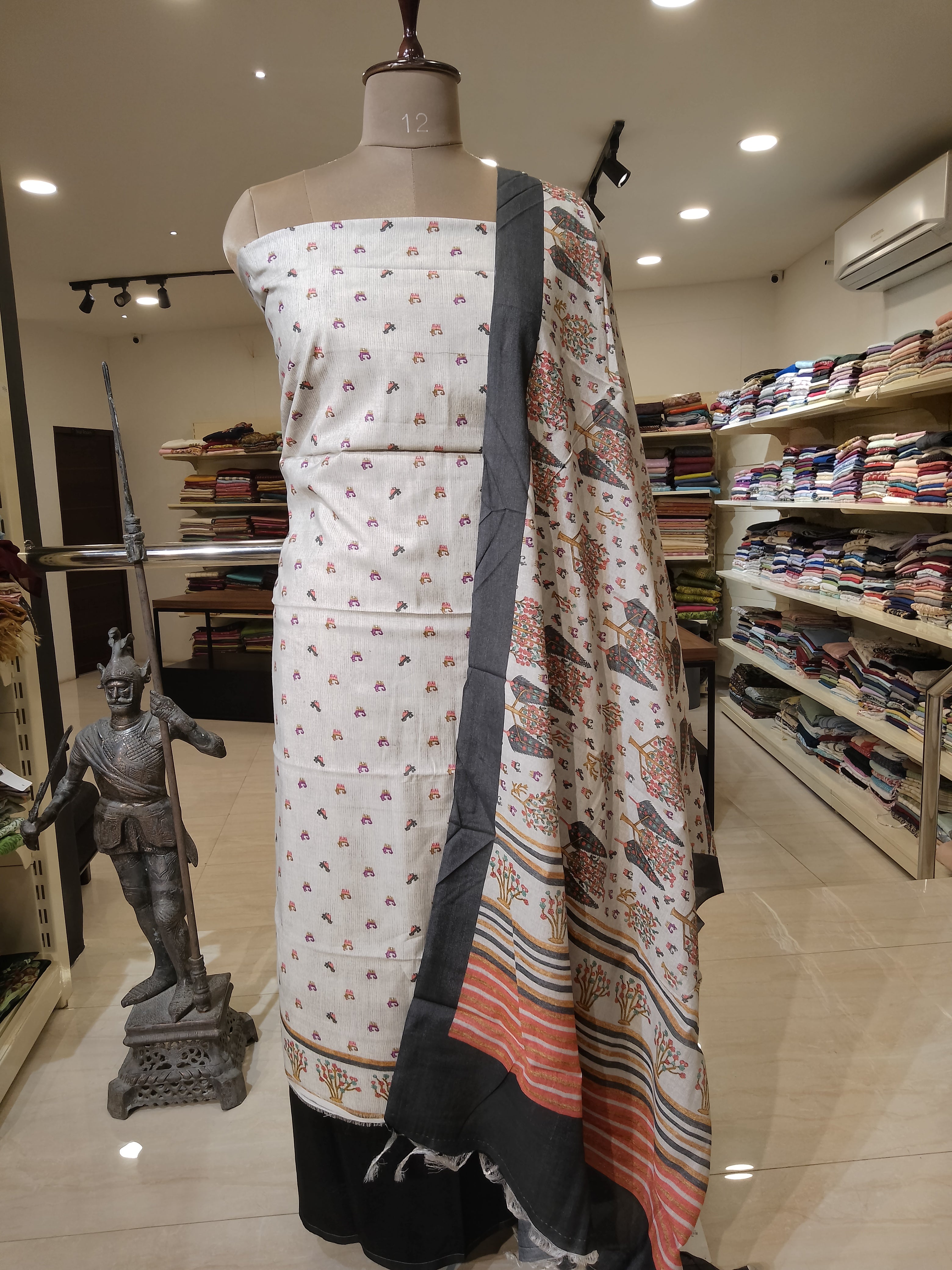 Digital Printed  Bamboo Tussur Unstiched Salwar Set | ACT1082