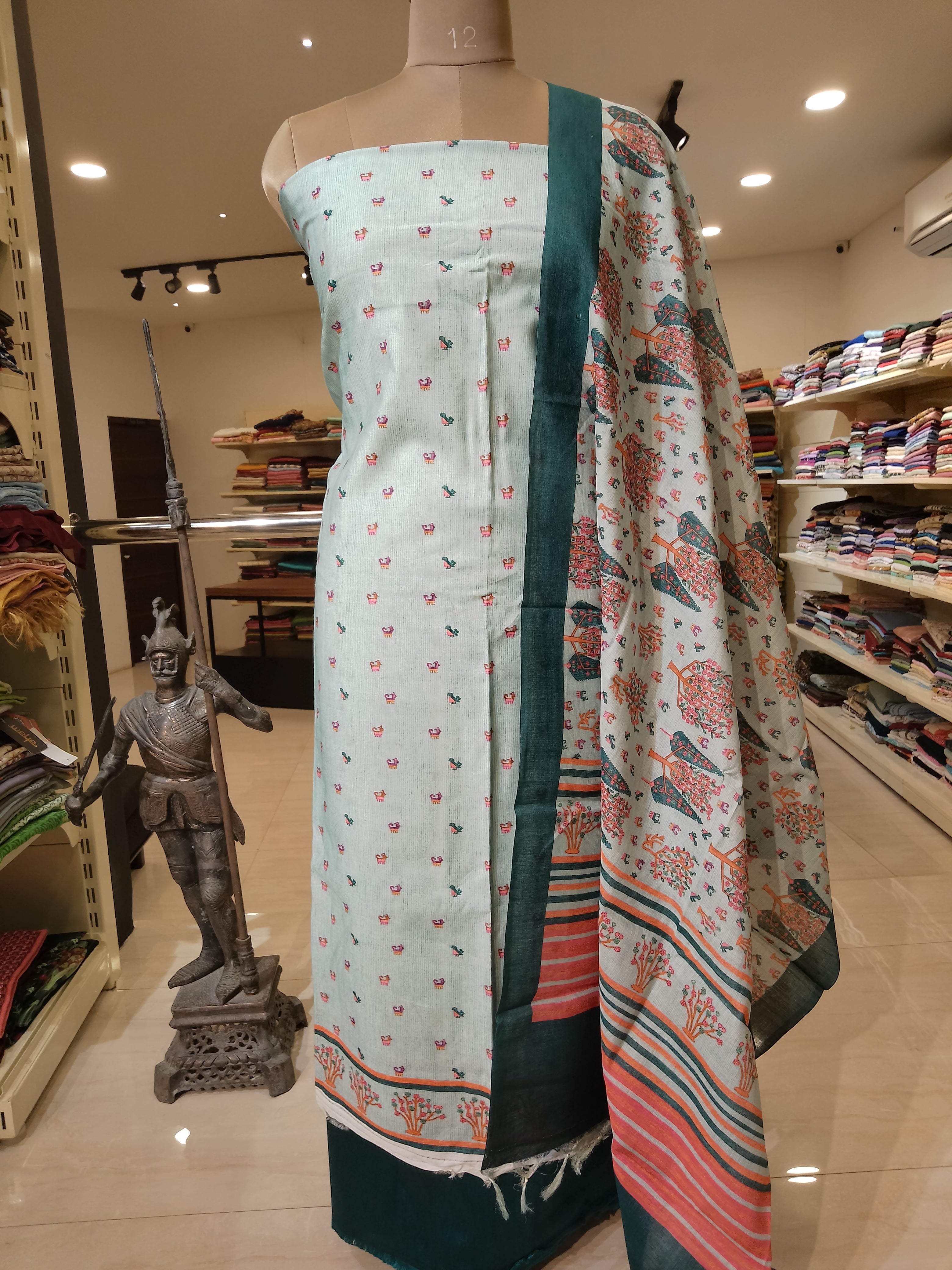Digital Printed  Bamboo Tussur Unstiched Salwar Set | ACT1082