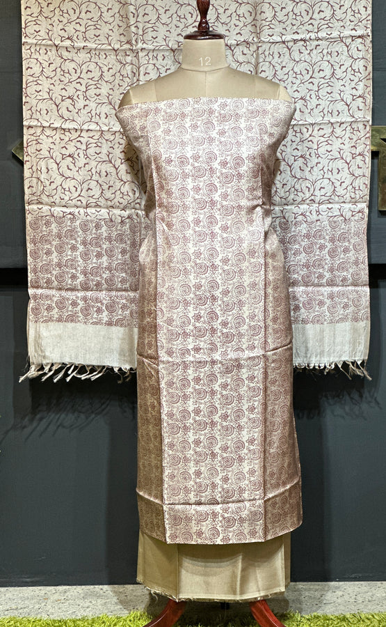 Floral Print Detailed Blended Tussar Salwar Set | ACT1630