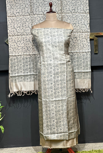 Floral Print Detailed Blended Tussar Salwar Set | ACT1631