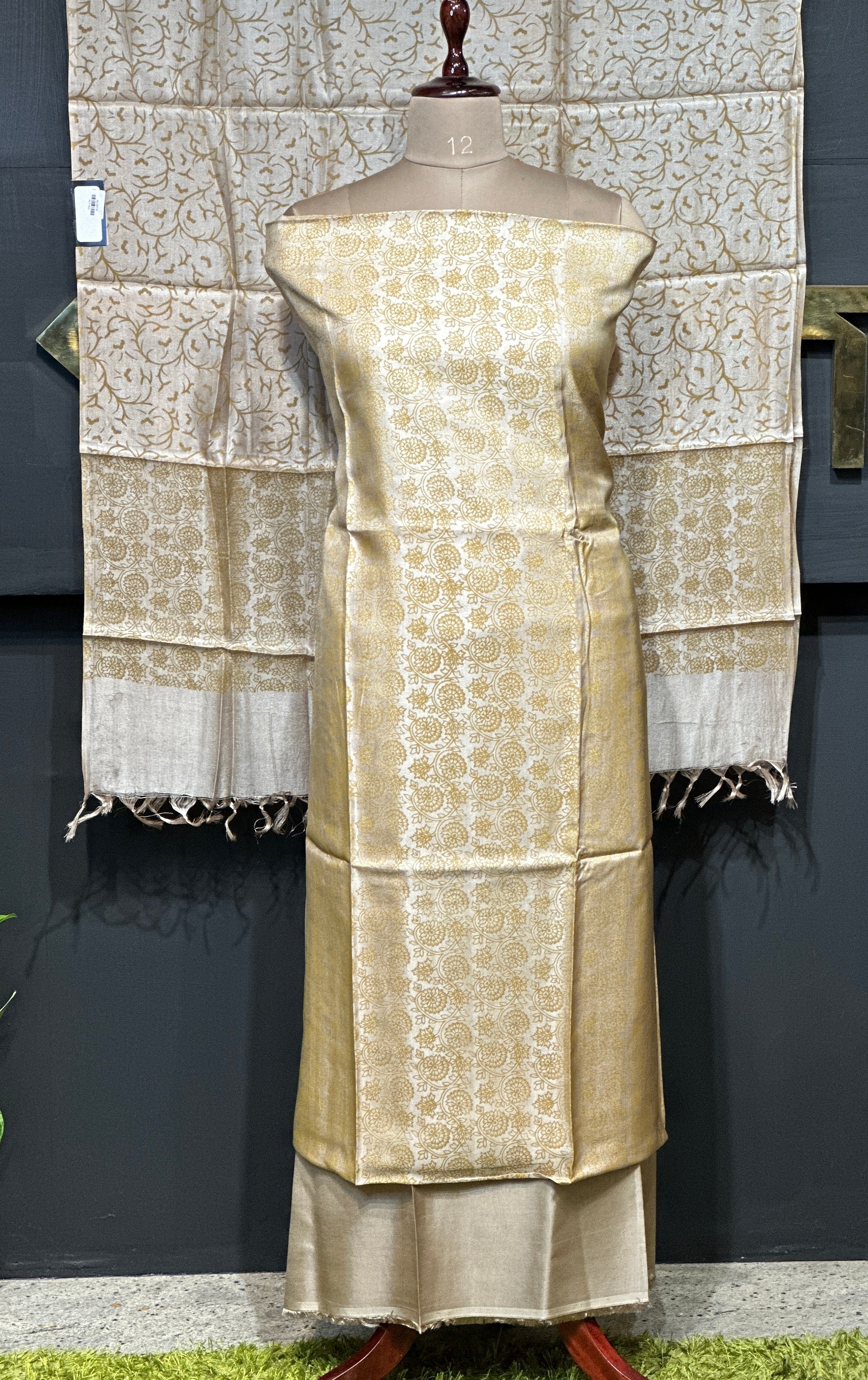 Floral Print Detailed Blended Tussar Salwar Set | ACT1633