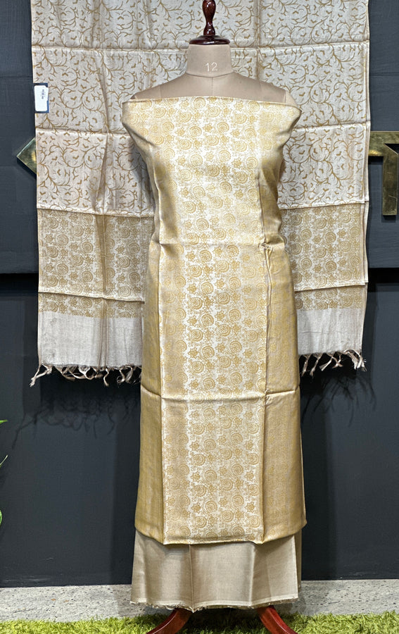 Floral Print Detailed Blended Tussar Salwar Set | ACT1633