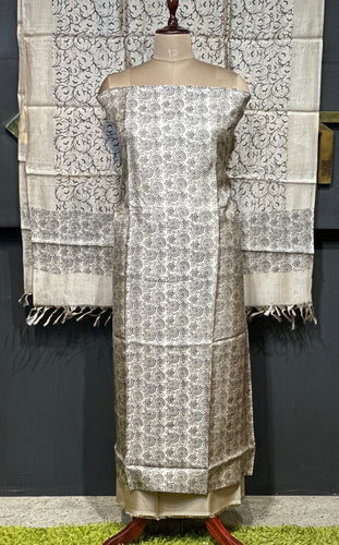 Floral Print Detailed Blended Tussar Salwar Set | ACT1636