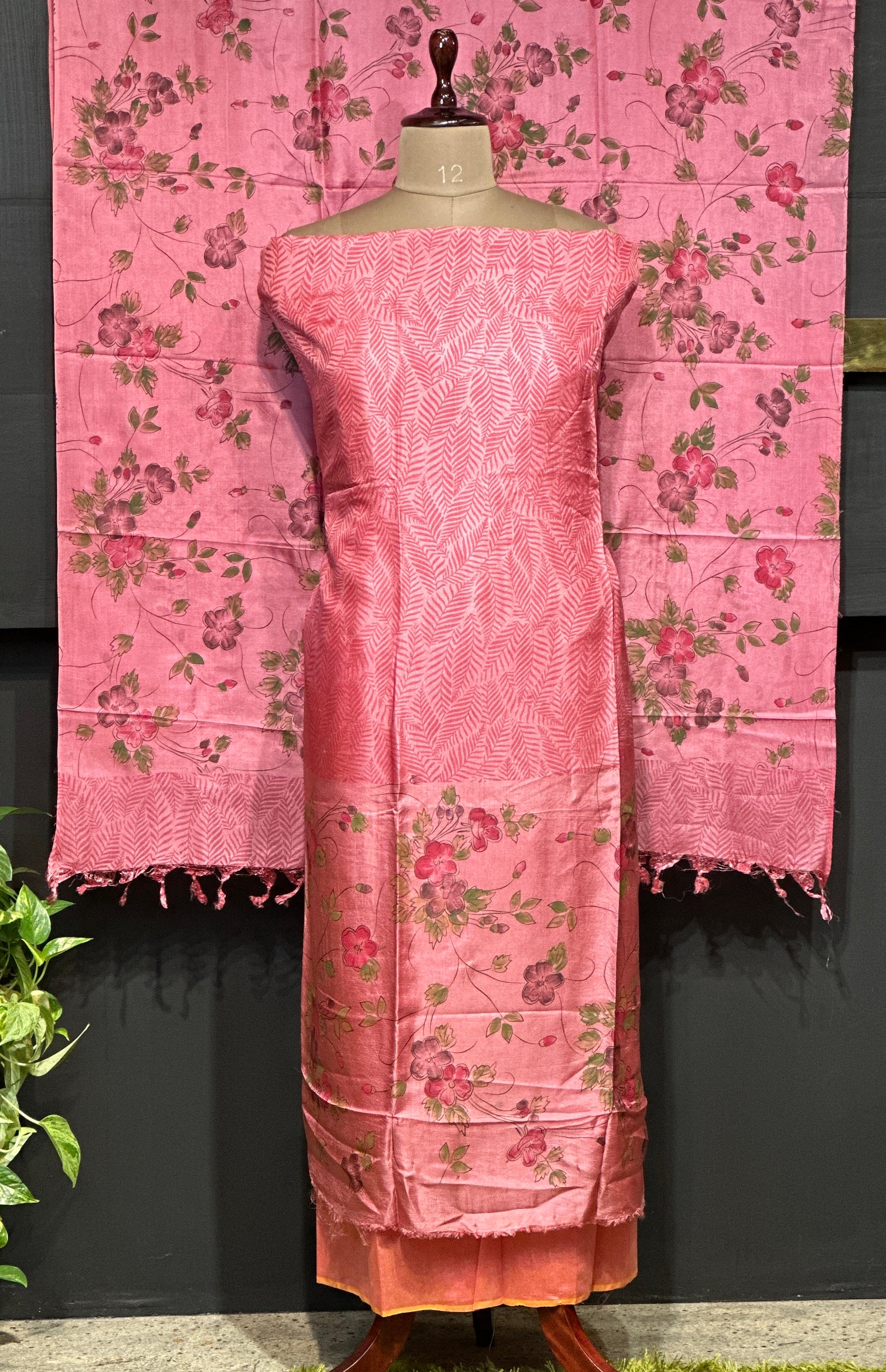 Floral Printed Blended Tussar Salwar Set | ACT1637