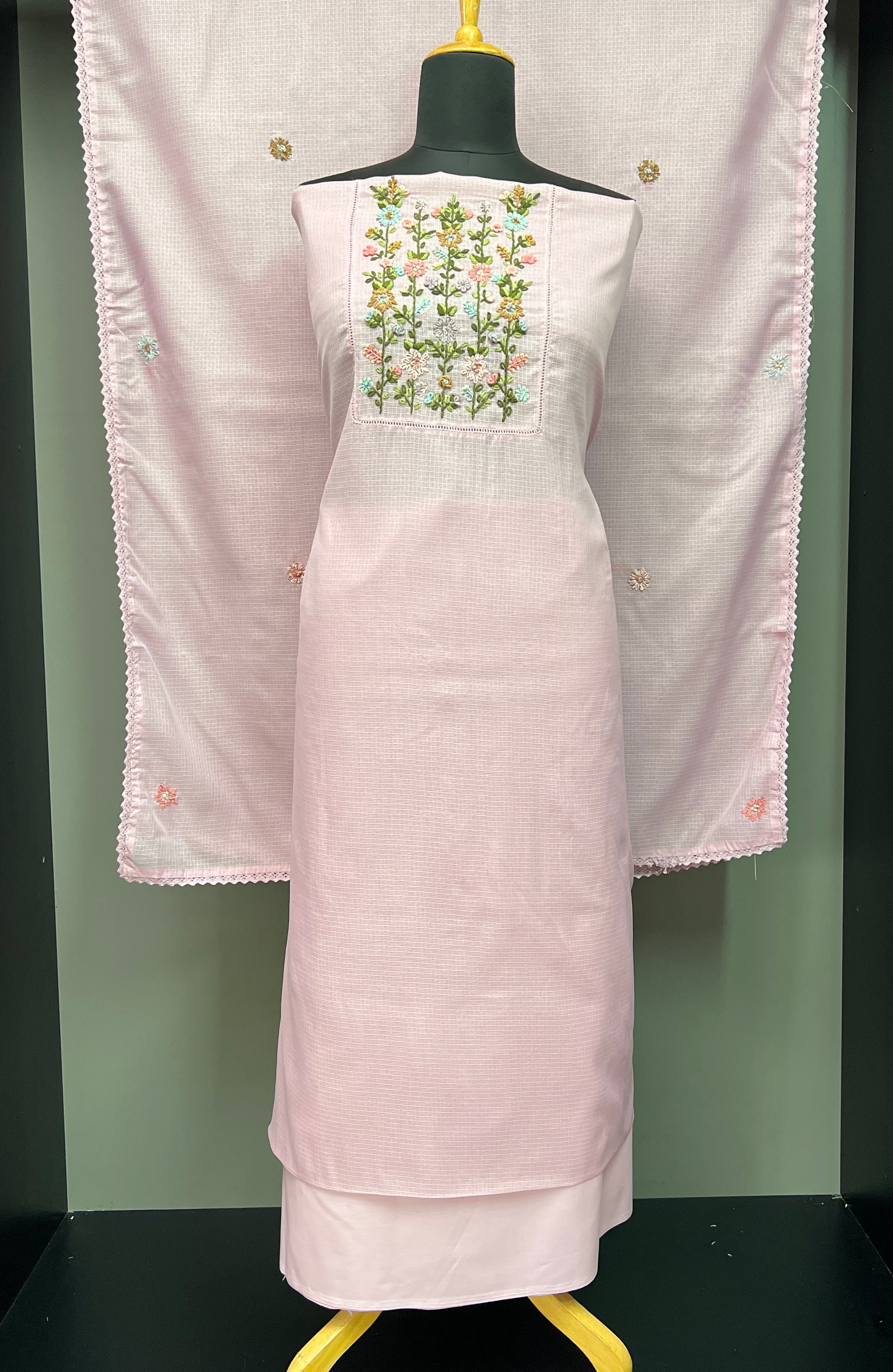 Yoke Hand Embroidery Kota Salwar Set | BLD910