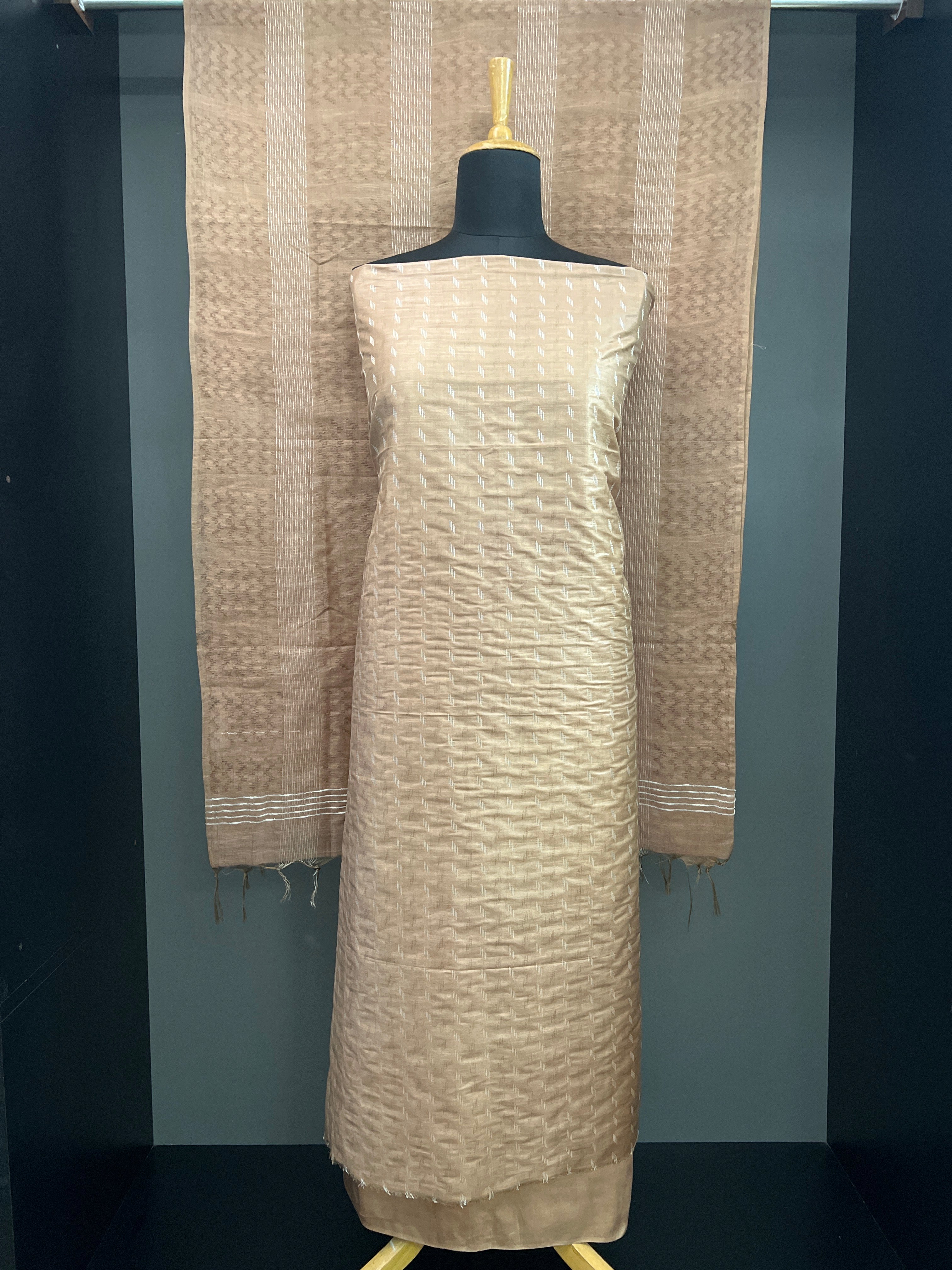 Self Woven Pattern Bhagalpuri Linen Salwar Set | NHH627