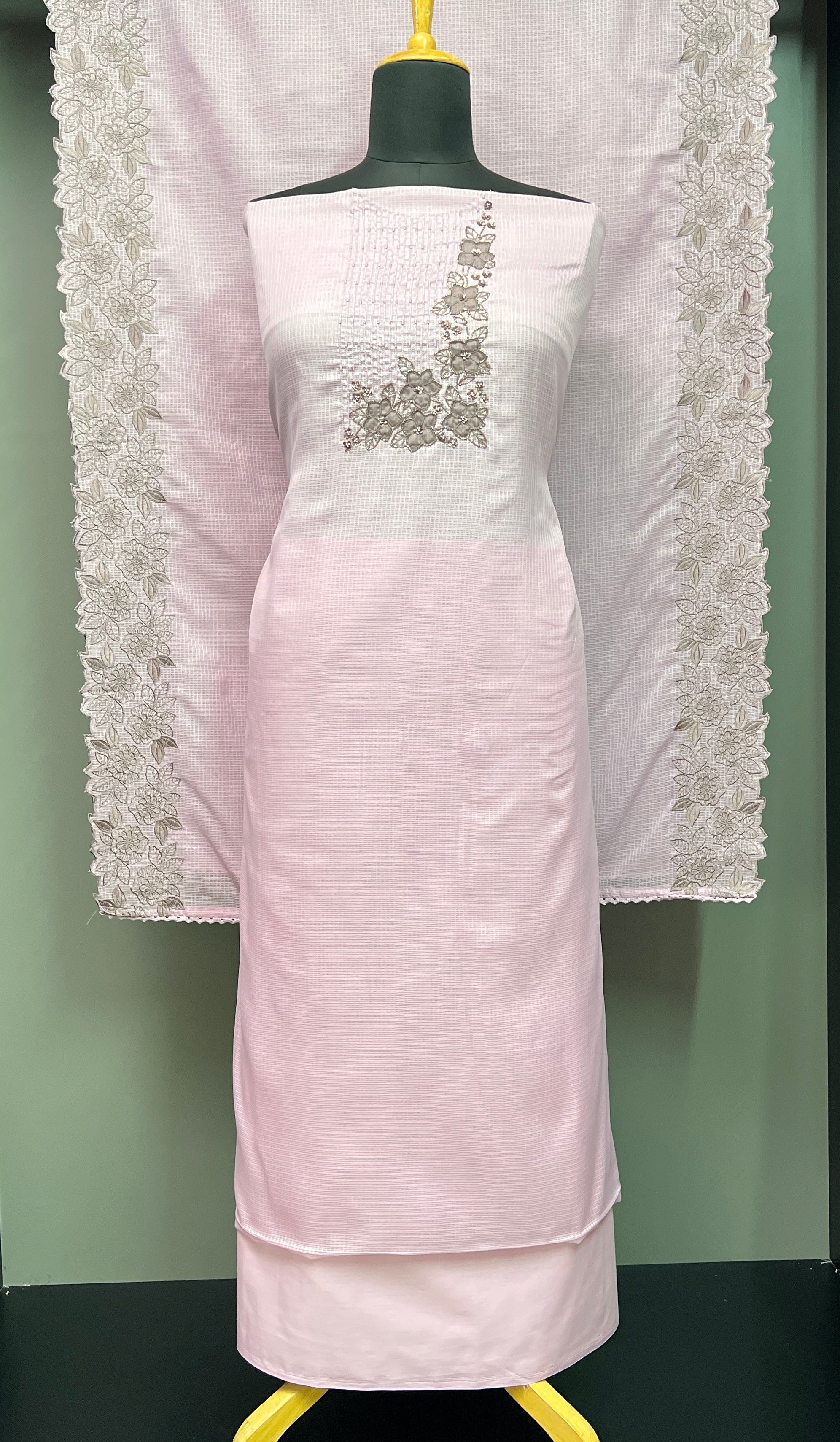Applique Work With Cut Beads With Sequence Highlight Kota Salwar Set | BLD992