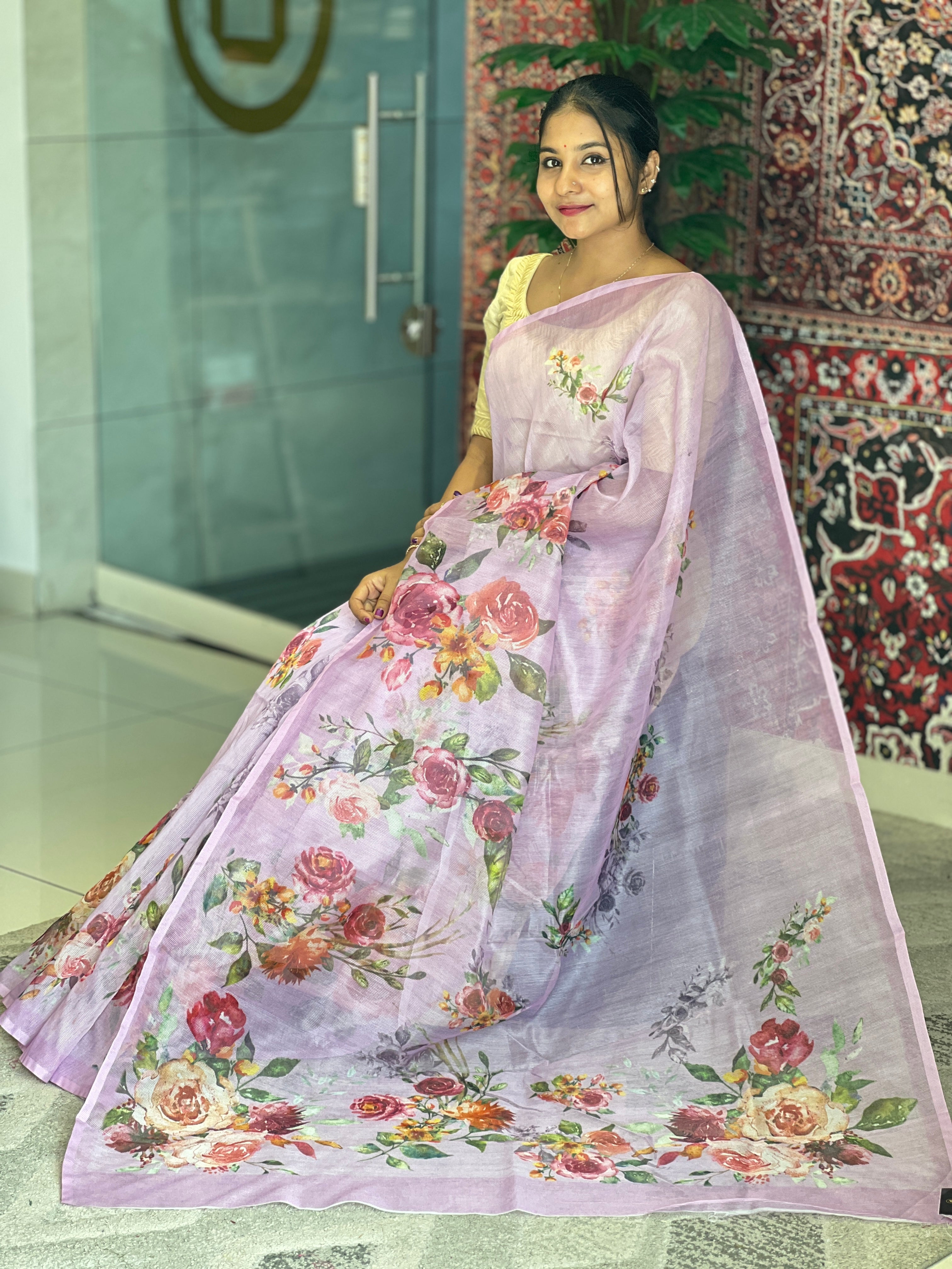 Floral Digital Printed Supernet Kota Saree | BLD1215