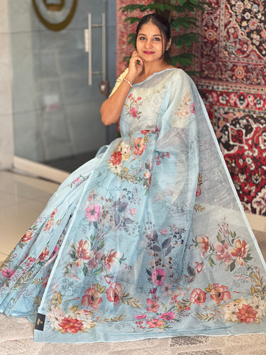 Digital Printed Floral Patterned Supernet Kota Saree | BLD1221