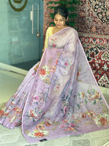 Digital Printed Floral Patterned Supernet Kota Saree | BLD1222