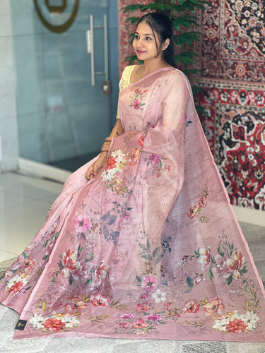 Digital Printed Floral Patterned Supernet Kota Saree | BLD1223