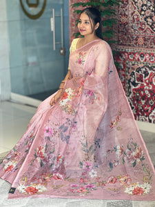 Digital Printed Floral Patterned Supernet Kota Saree | BLD1223