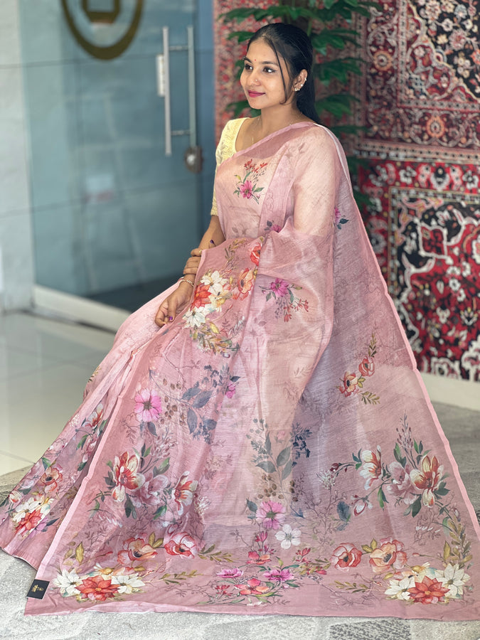 Digital Printed Floral Patterned Supernet Kota Saree | BLD1223