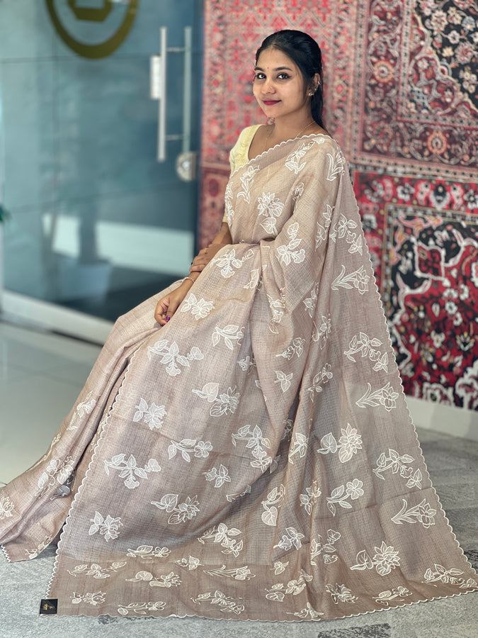 Floral Machine Embroidery Detailed Kota Saree | BLD1292