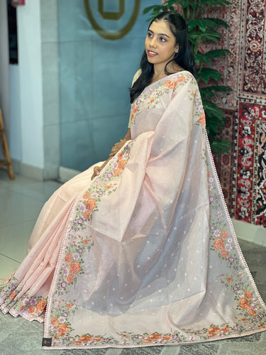 Multi-Color Floral Embroidered Silky Kota Saree | BLD1298