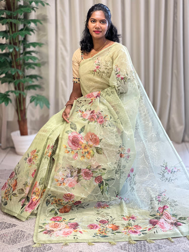 Digital Print With Embroidery Detailed Supernet Kota Saree | BLD1315