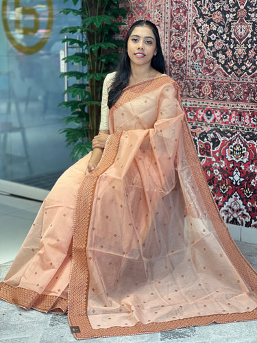 Machine Embroidery With Lace Detailed Supernet Kota Saree | BLD1317