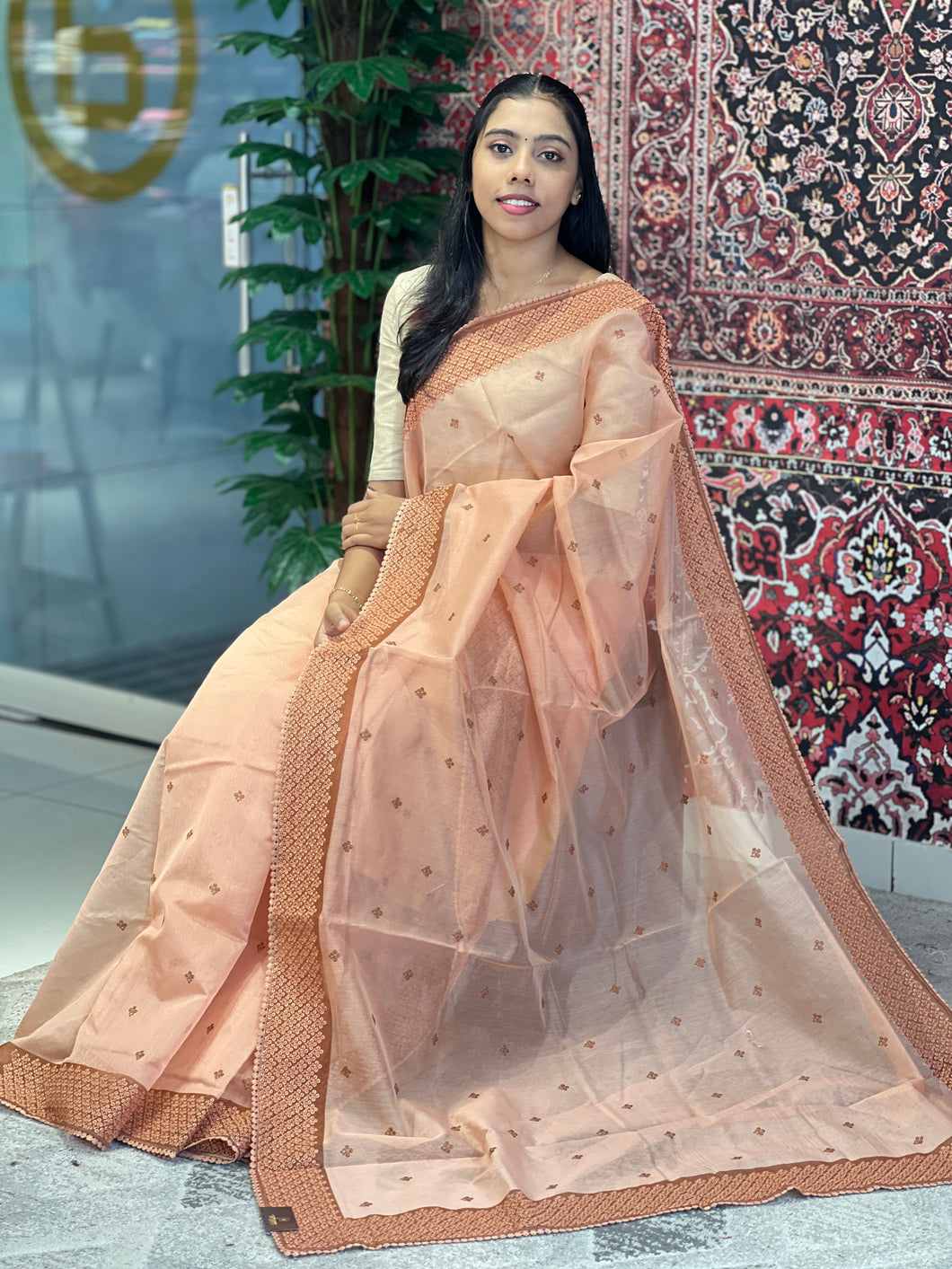 Machine Embroidery With Lace Detailed Supernet Kota Saree | BLD1317