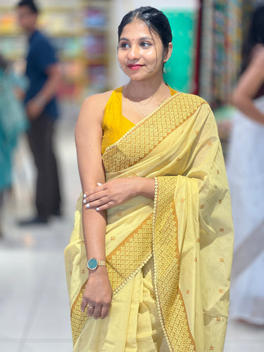 Machine Embroidery With Lace Detailed Supernet Kota Saree | BLD1320