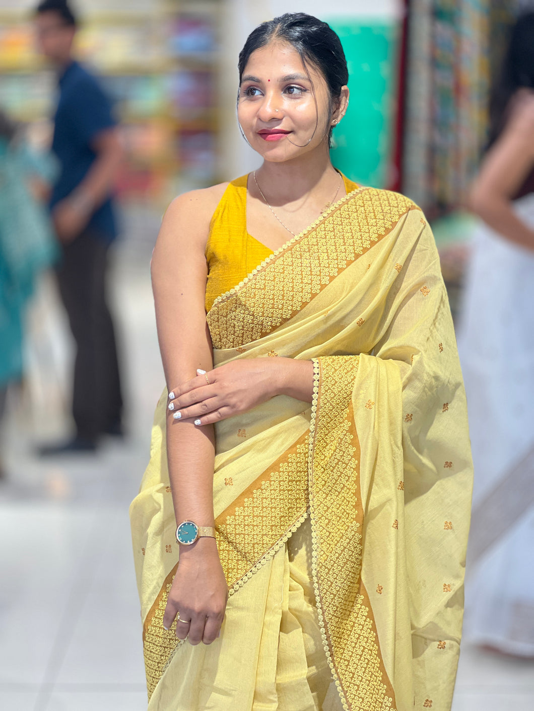 Machine Embroidery With Lace Detailed Supernet Kota Saree | BLD1320