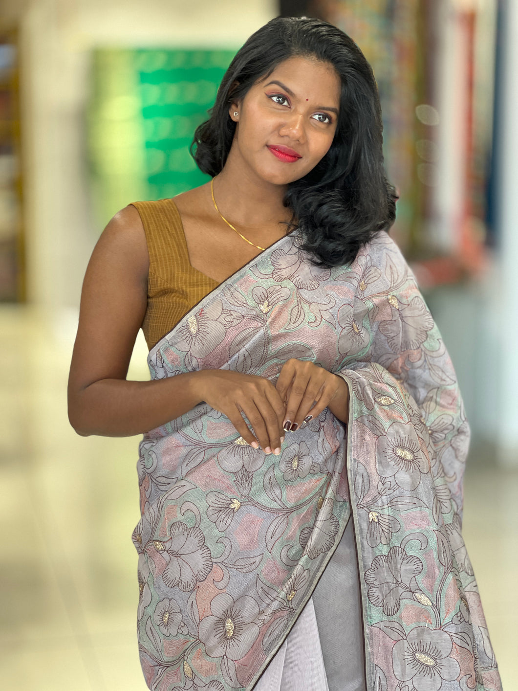 Floral Machine Embroidery Detailed Supernet Kota Saree | BLD1375
