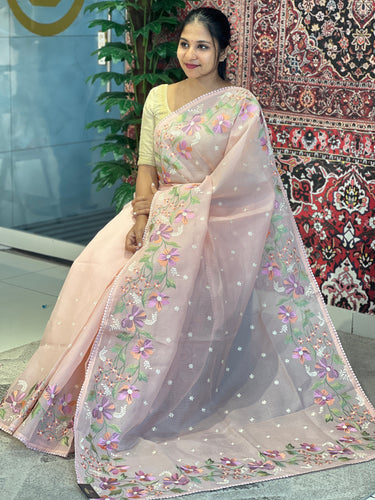 Floral Machine Embroidery Detailed Silky Kota Saree | BLD1382