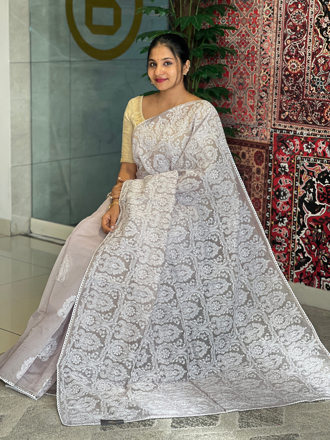 Machine Embroidery Detailed Supernet Kota Saree | BLD1393