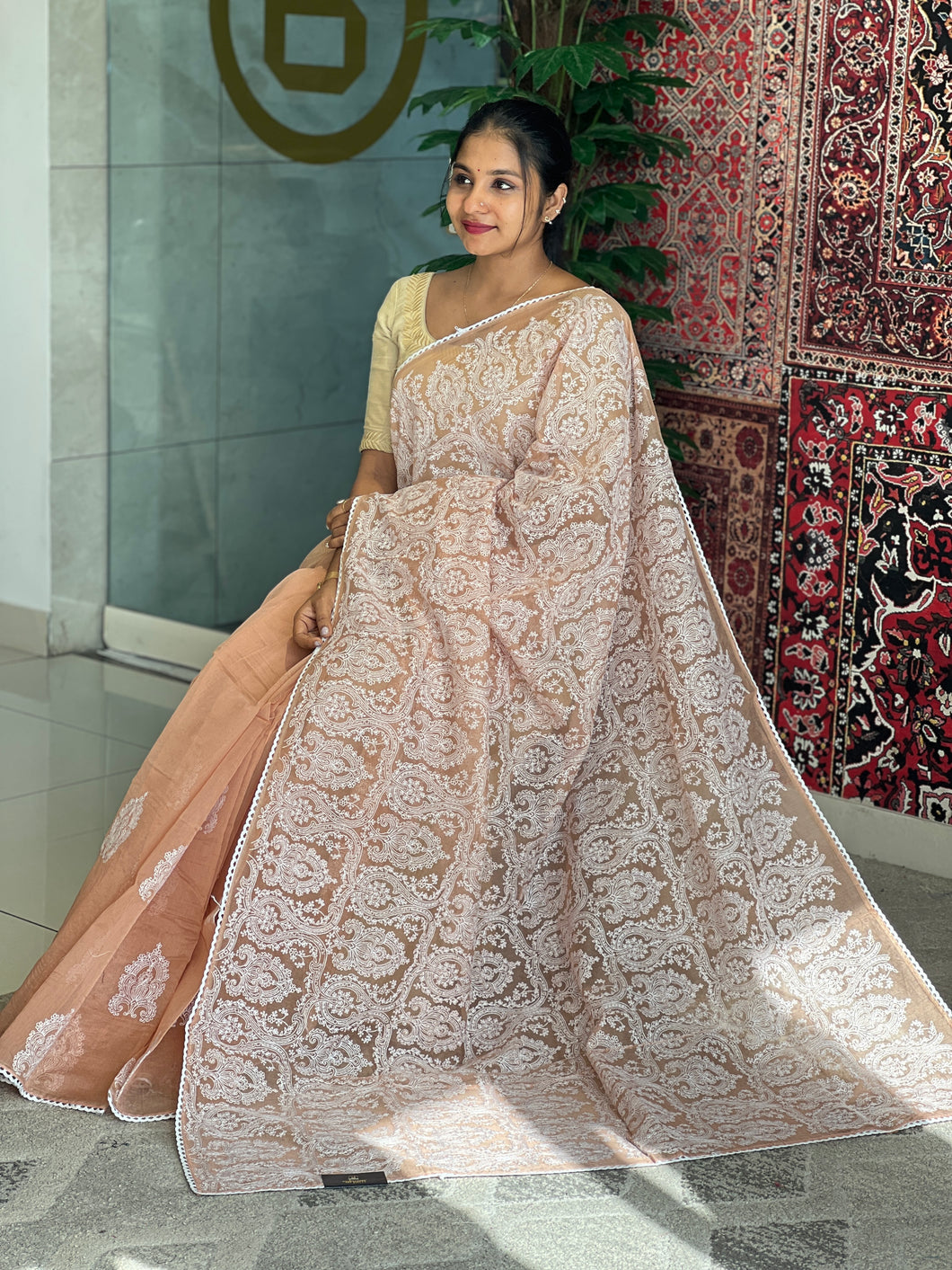 Machine Embroidery Detailed Supernet Kota Saree | BLD1394