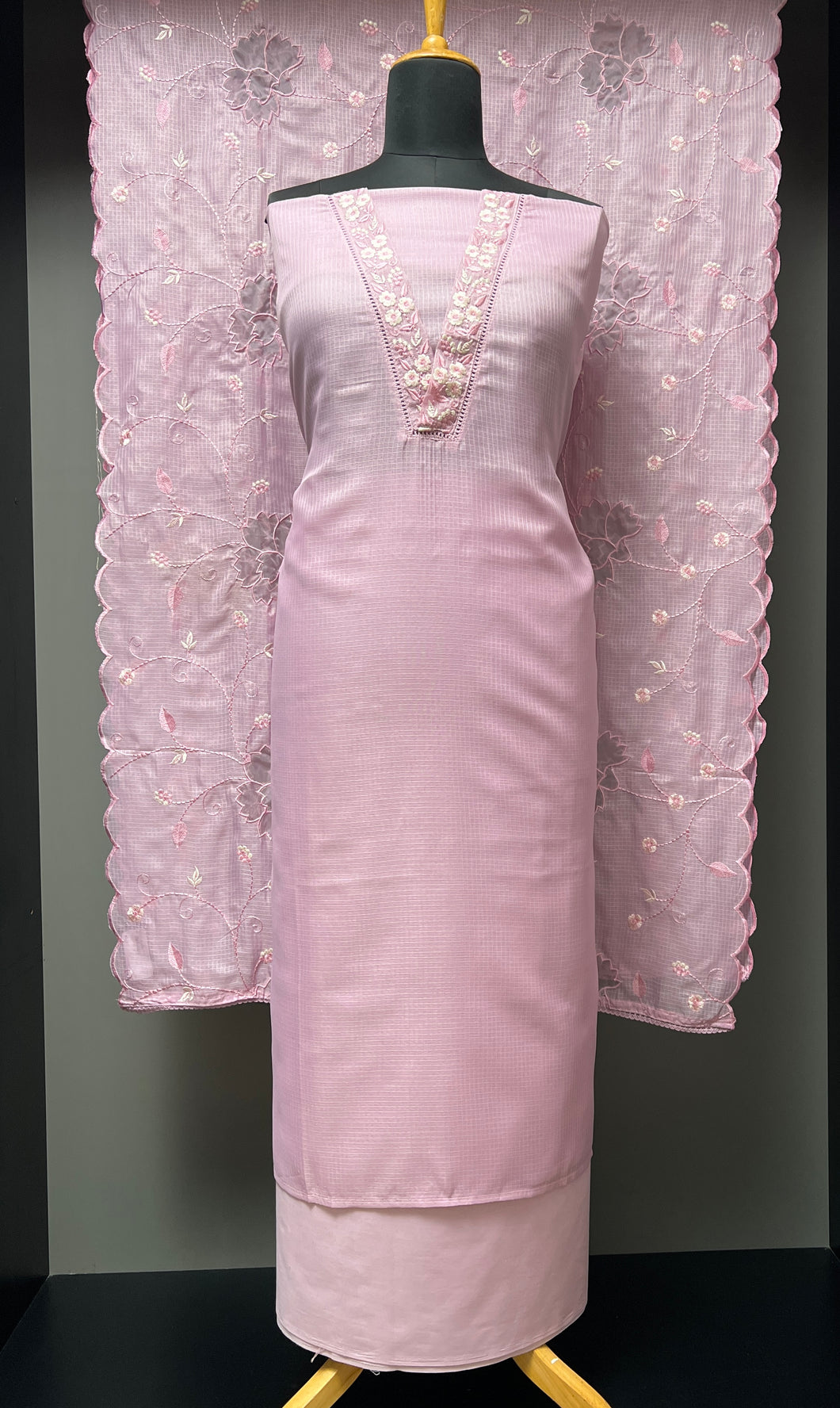 Floral Machine Embroidered Silky Kota Salwar Set | BLD1419