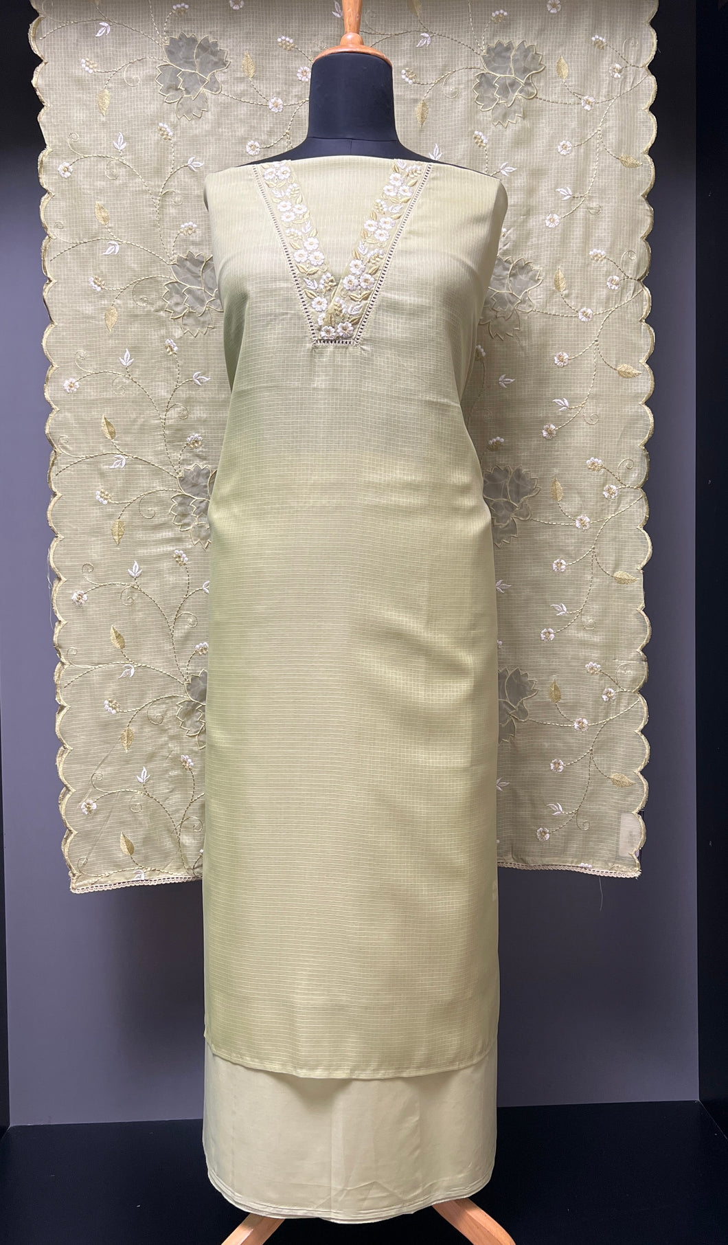 Floral Machine Embroidered Silky Kota Salwar Set | BLD1420