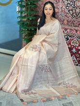 Floral Applique With Embroidery Detailed Noil Tussar Finish Saree | BLD1468