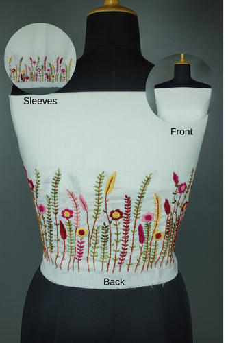 Hand Embroidery Cotton Blouse Material | OS405